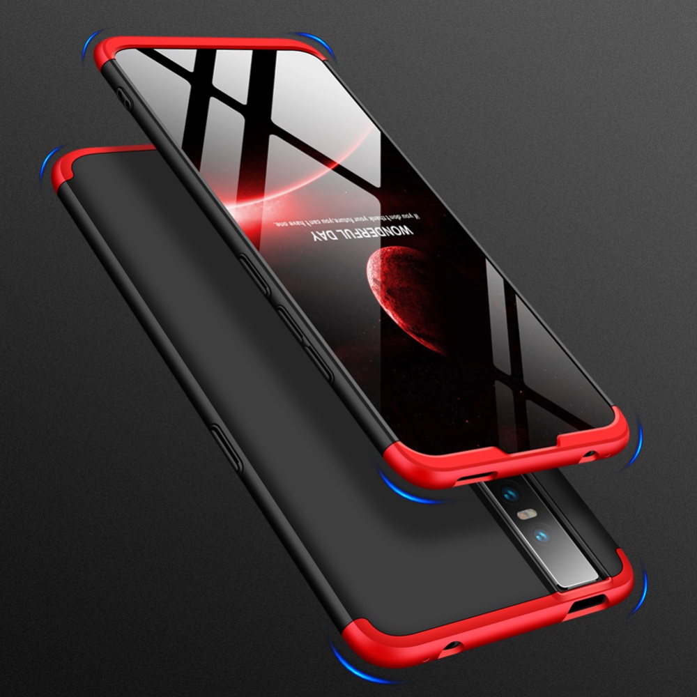 For VIVO V15pro Ultra Slim PC Back Cover Non-slip Shockproof 360 Degree Full Protective Case Red black red - Image 2