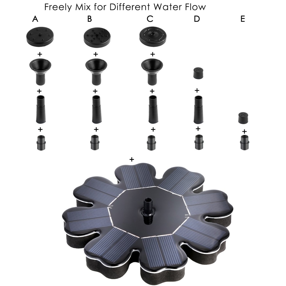 Floating Solar Fountain Flower-shape Water Pump for Outdoor Birdbath Pool Garden Decoration - Image 2