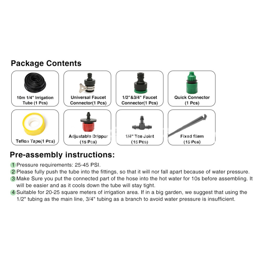 Drip Irrigation Kit System Tubing Hose Automatic Saving Water for Garden Lawn 1 set - Image 2