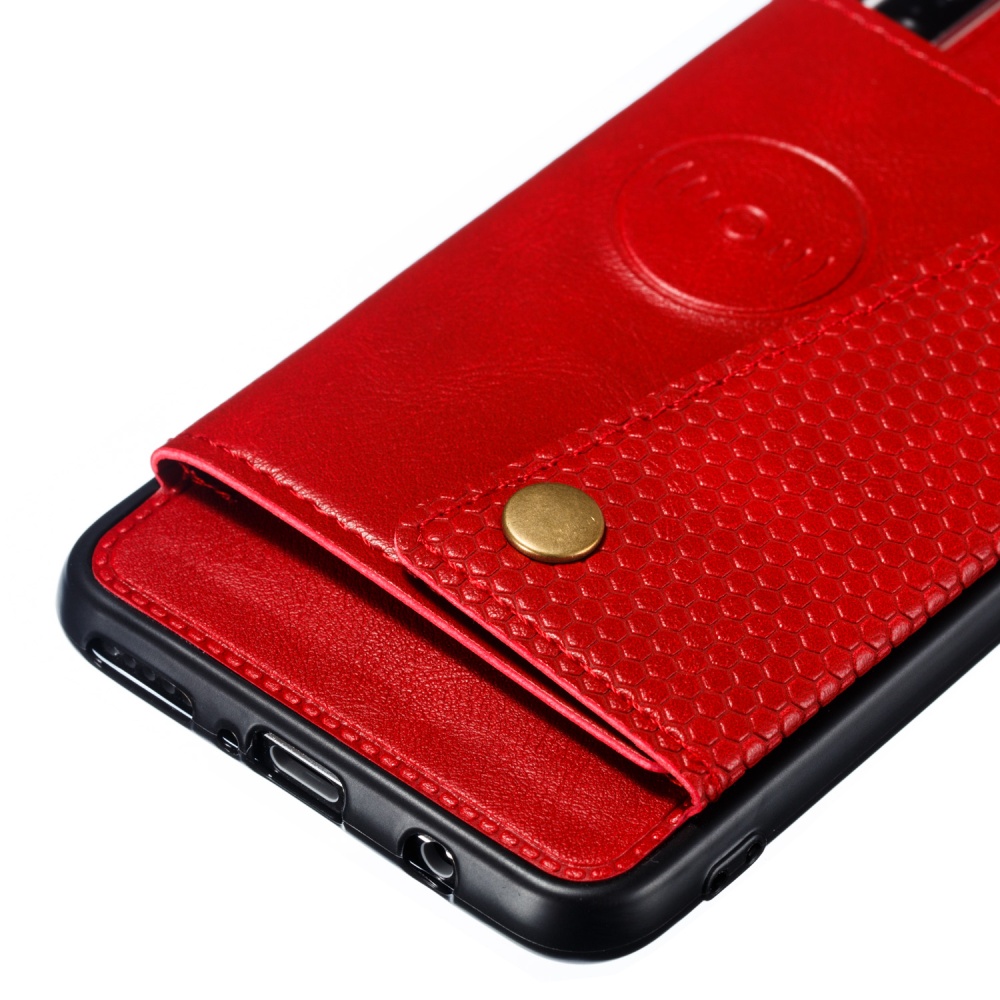 For Huawei P30 lite/nova 4E Double Buckle Non-slip Shockproof Cell Phone Case with Card Slot Bracket red - Image 2