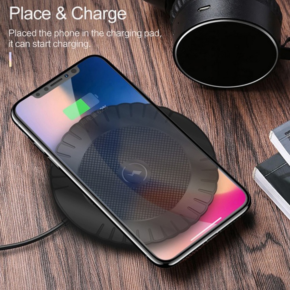 Wireless Charger Ultra-Thin Portable Qi Fast Mobile for Samsung IPhone XS Max XR black - Image 2