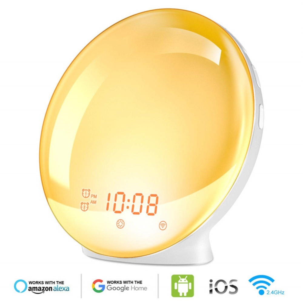 WiFi Smart App Voice Control LED 7 Colors Change Simulate Sunrise Sunset Awakening Alarm Clock US plug