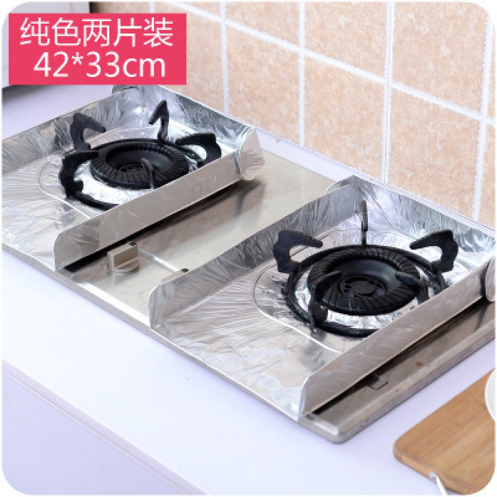 2Pcs Aluminum Foil Gas Stove Covers Non-stick Protectors Sheets Anti-oil Pad Tin Paper Silver