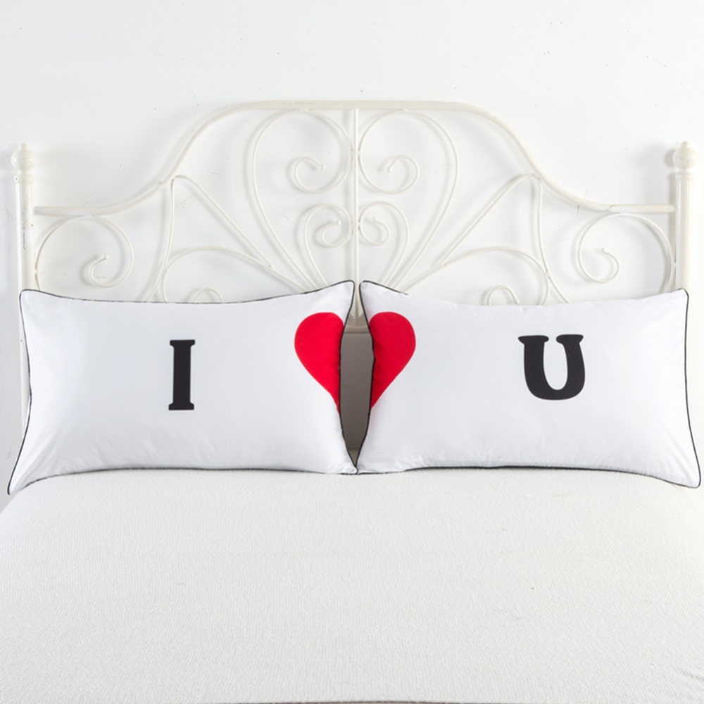 2pcs Couple Pillow Case Wedding Bed Home Living Room Decorative Covers I heart U