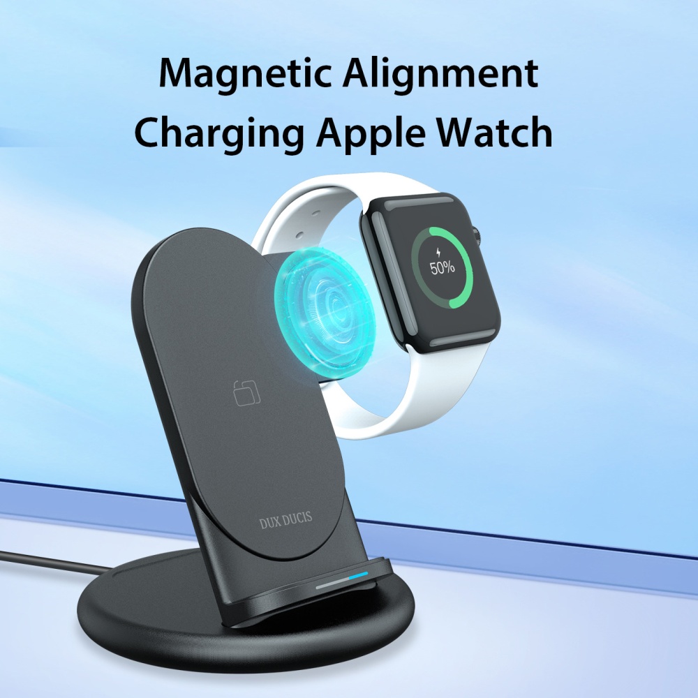 15w Three-dimensional Smart Charging Base Foldable 3-in-1 Wireless Charger For Iphone Iwatch Airpods Black - Image 2