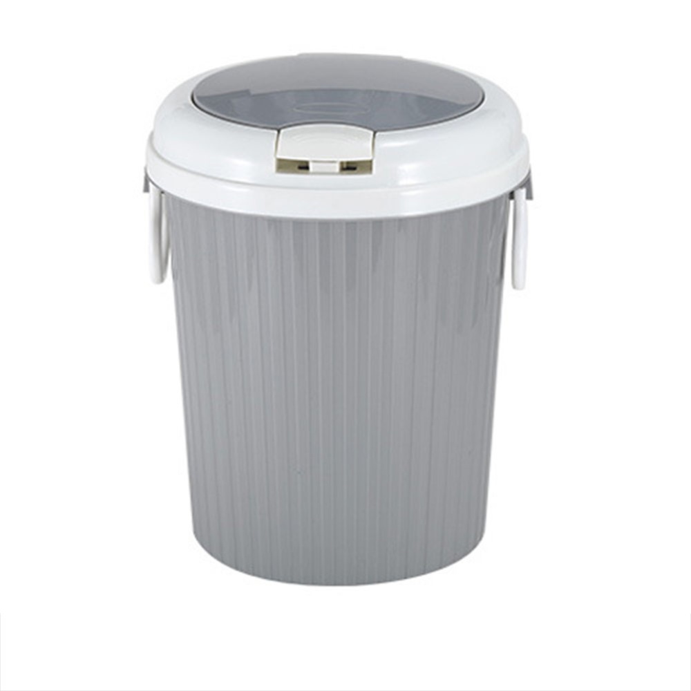 Portable Trash Can Garbage Bin Swing Lid Home Bathroom Kitchen Waste Basket gray
