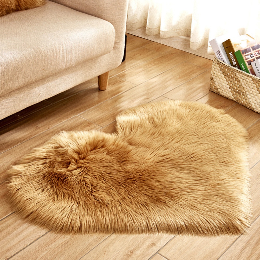 Soft Artificial Plush Rug Chair Cover Warm Hairy Carpet Seat Pad Modern Style Home Decoration Khaki - Image 2