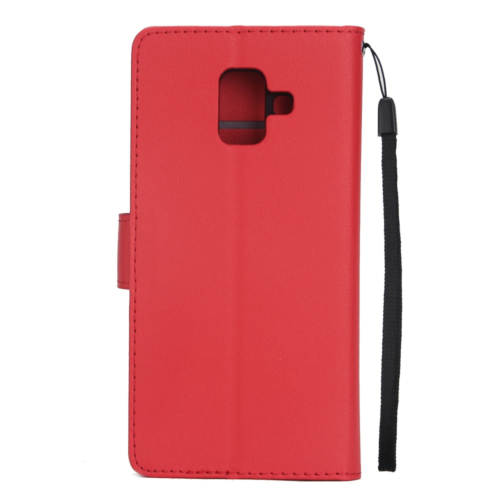 For Samsung J6 plus Flip-type Leather Protective Phone Case with 3 Card Position Buckle Design Cover red - Image 2