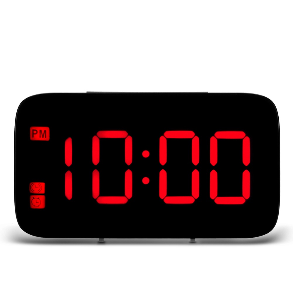 USB Charging Digital LED Display Alarm Clock with Voice Control red