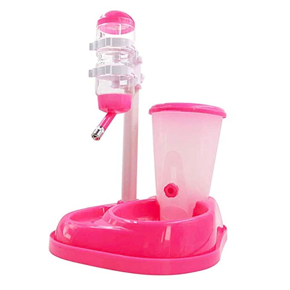 Automatic Feeder with Large Capacity Water Fountain Bottle for Pet Cat Dog rose Red_No grain storage barrel - Image 2