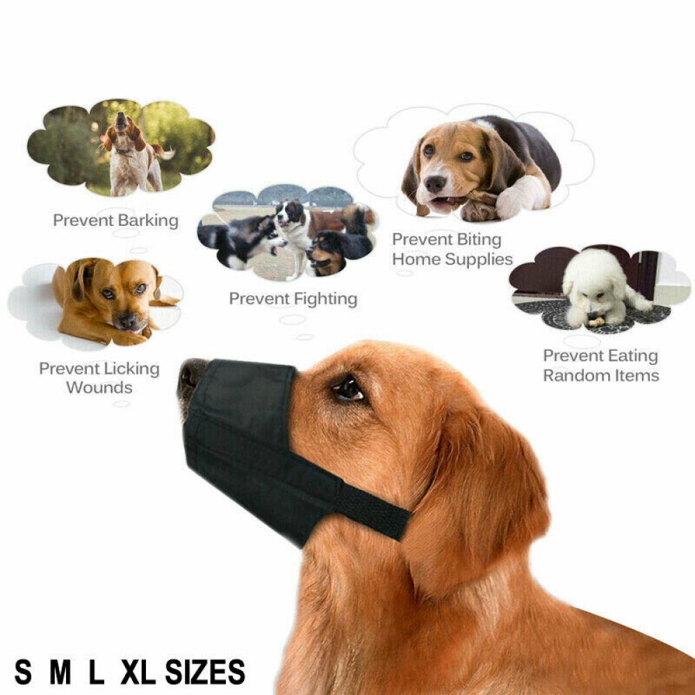 5Pcs/bag Dog Muzzle Bite-proof Black Adjustable Nylon Oxford Soft No Bark Chew Pet Supply black_number 3 - Image 3