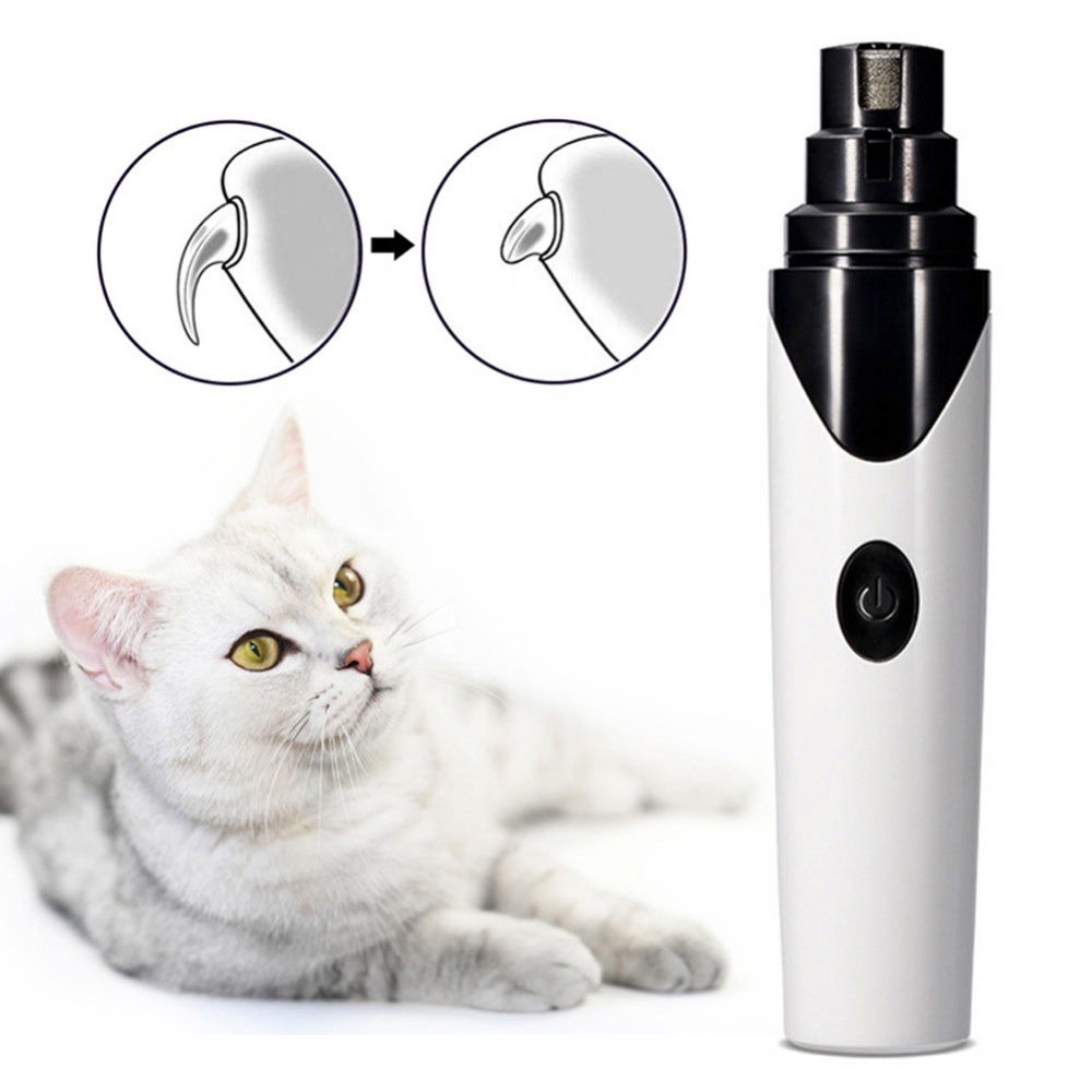 Rechargeable Automatic Pet Nail Grinder with USB Cable for Cats Dogs white - Image 3