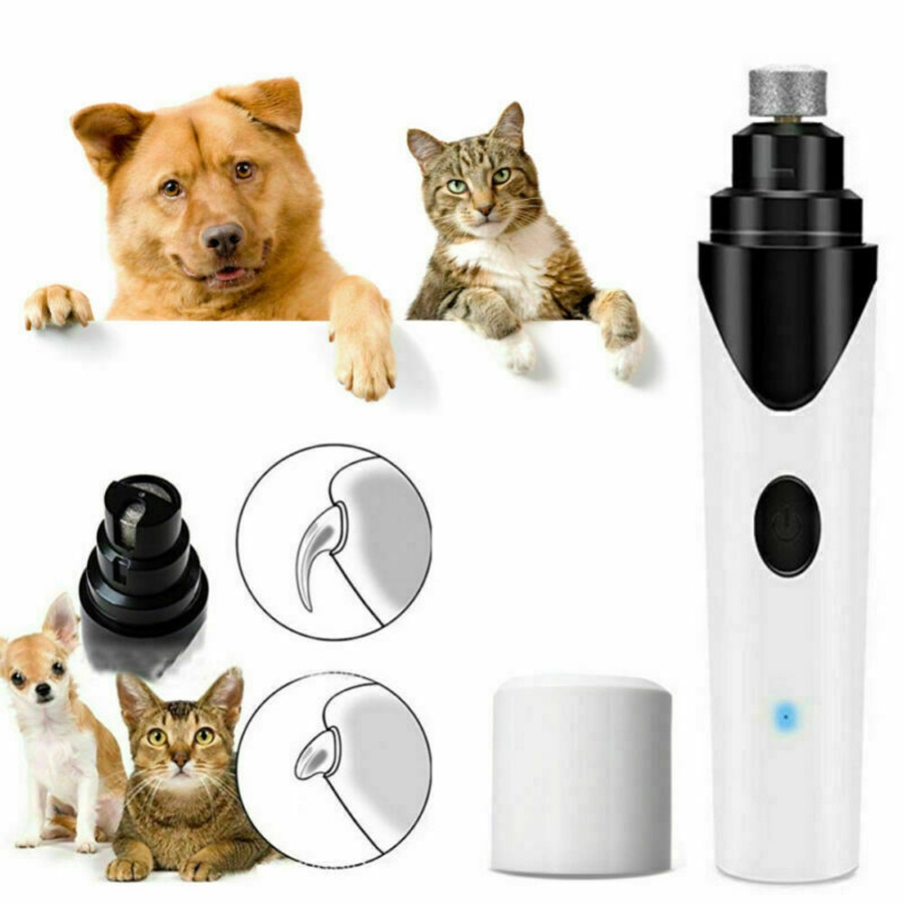 Rechargeable Automatic Pet Nail Grinder with USB Cable for Cats Dogs white - Image 2