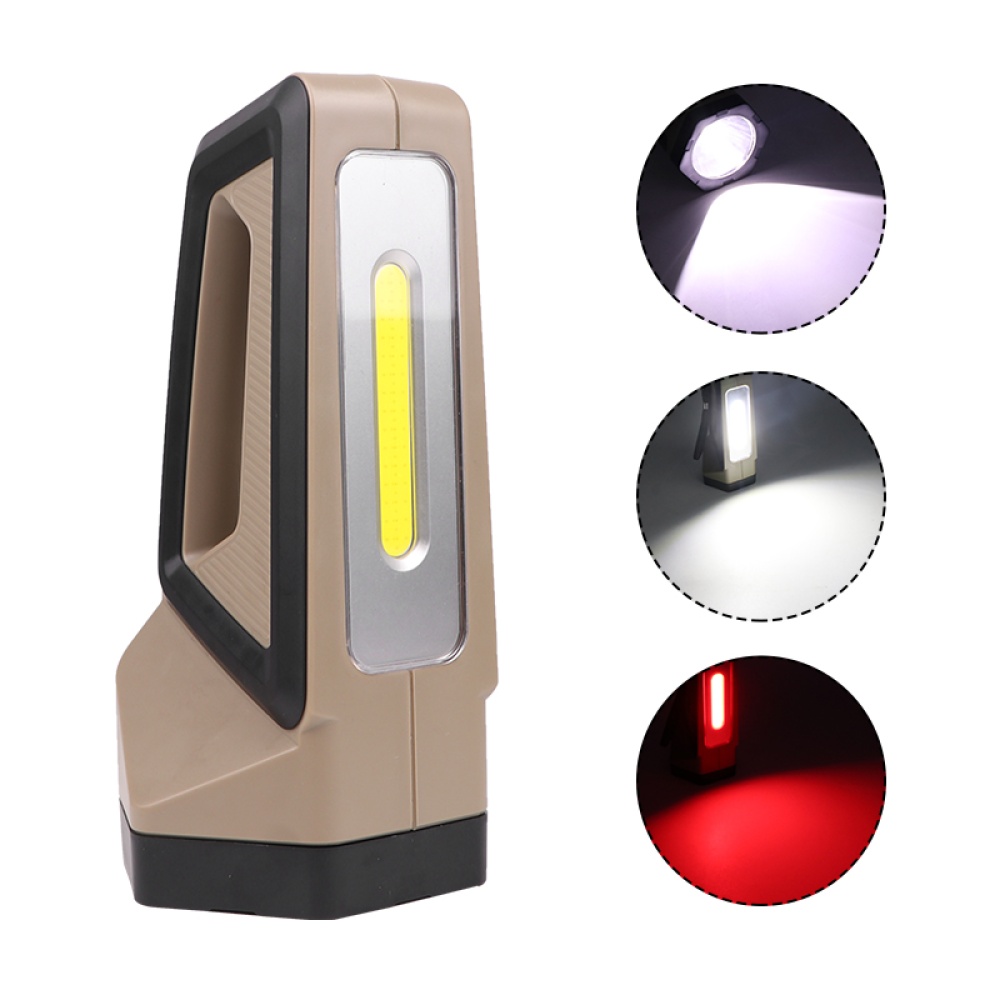 Rechargeable LED Work Light Flashlight Safety Spotlight Camping Beige_Model 8006