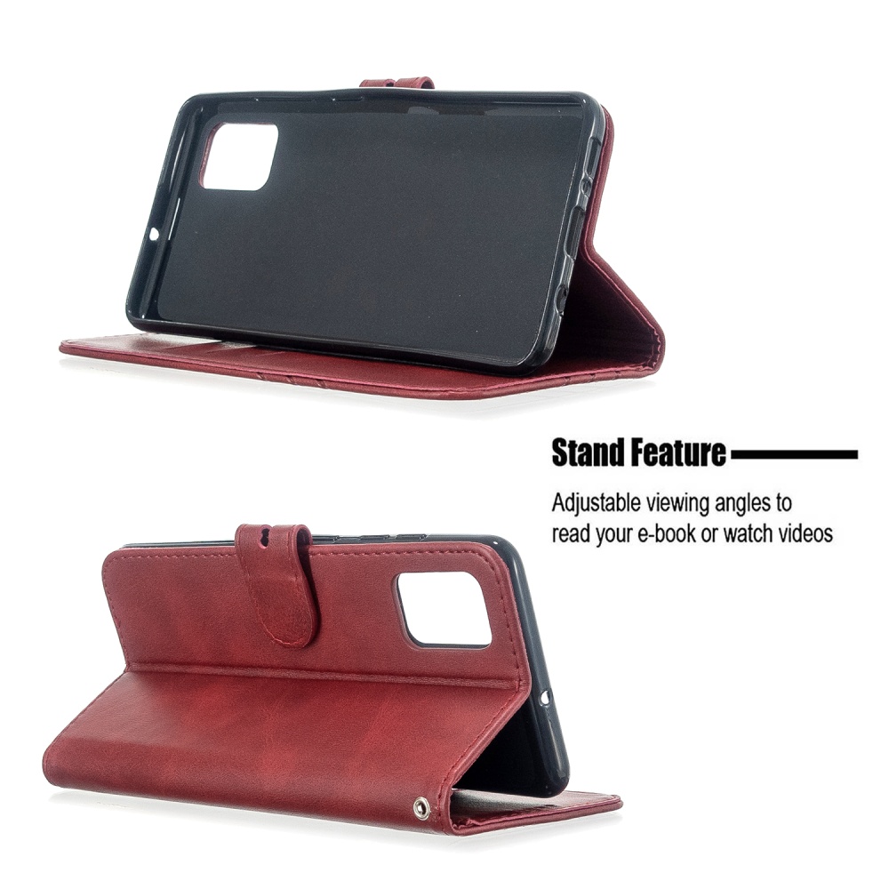 For Samsung A51/A71/M30S Case Soft Leather Cover with Denim Texture Precise Cutouts Wallet Design Buckle Closure Smartphone Shell red - Image 2