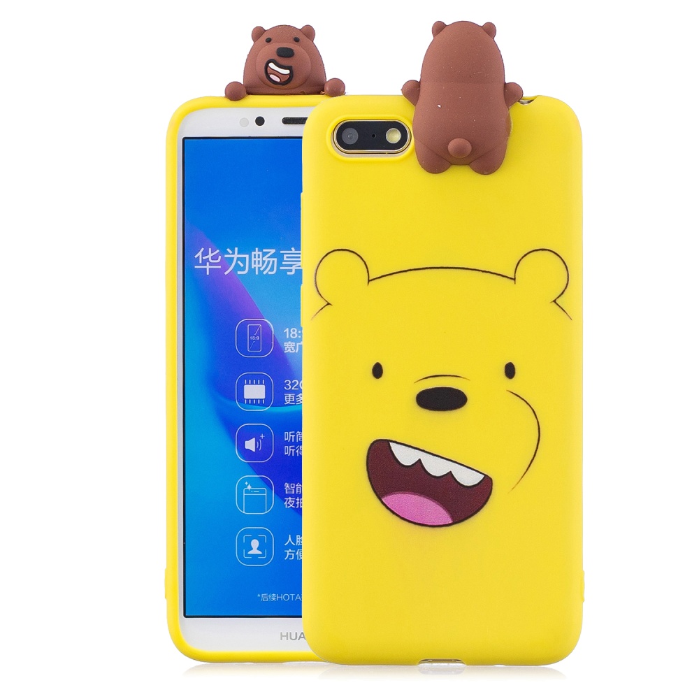 For HUAWEI Y5 2018 3D Cute Coloured Painted Animal TPU Anti-scratch Non-slip Protective Cover Back Case yellow - Image 2