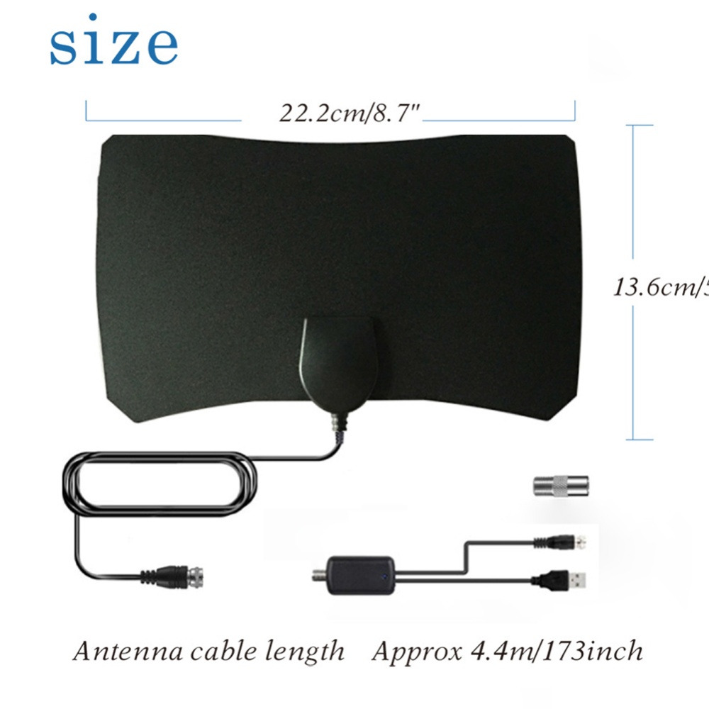 HDTV Antenna Indoor Digital TV Amplifier Signal Booster 4K Local Channels Broadcast for All Types of Smart Television black