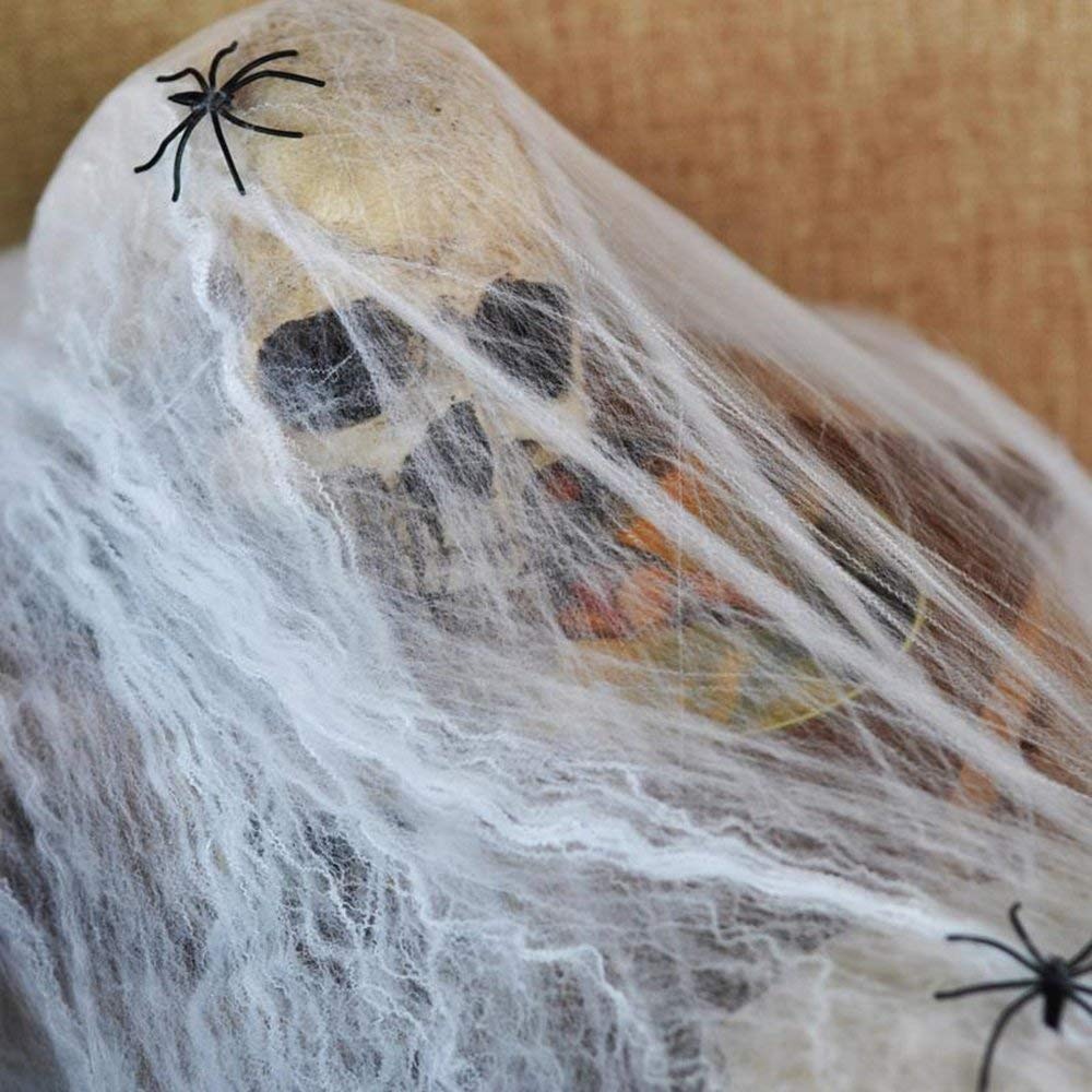 100g Halloween Spider Web Props for Bar KTV Haunted House Decoration White - Image 2