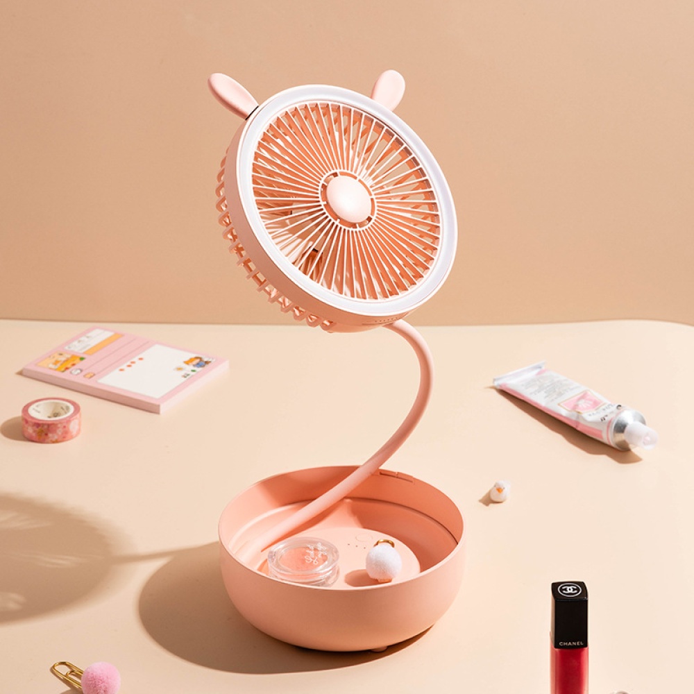 Folding USB Rechargeable Portable Fan Small Desktop Fans for Room Pink_140*140*70mm - Image 2