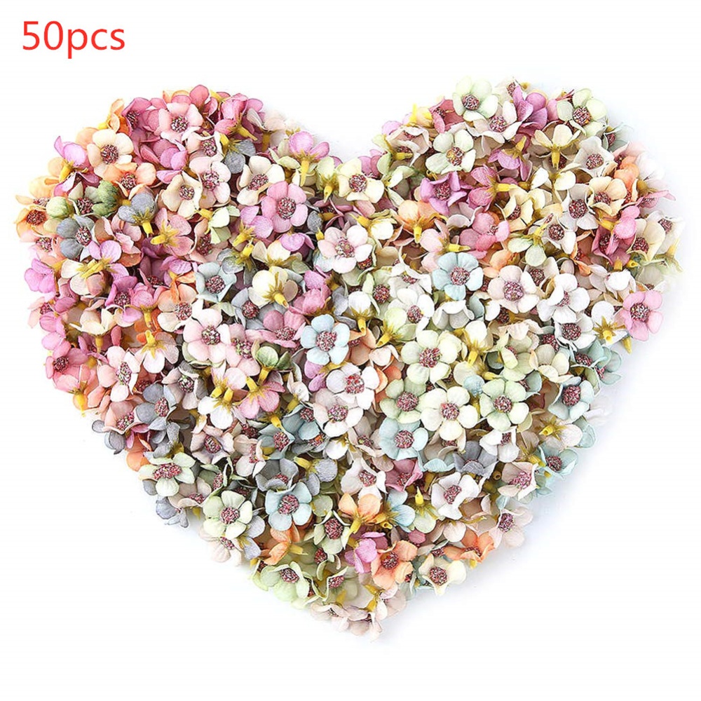 50Pcs 2CM Artificial Mini Daisy Flower Scrapbook Home Wedding Decoration Pink - Image 3