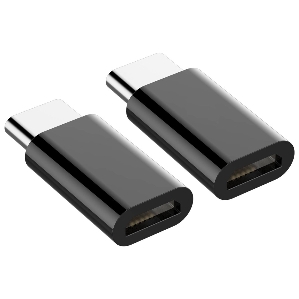 2 Pcs Micro USB to Type-c Adapter 3.0 Splitter for Data Transfer and Fast Charging black - Image 2