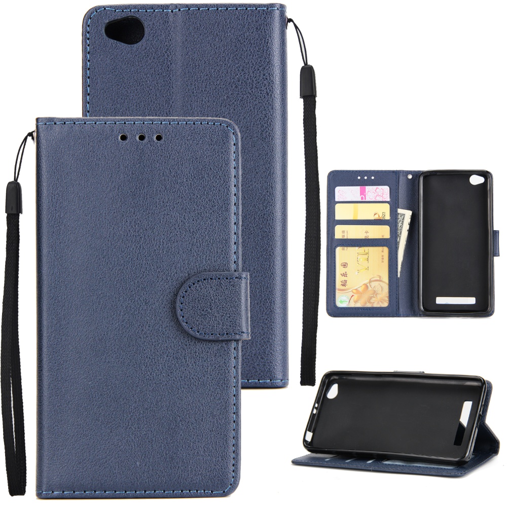 Ultra Slim Shockproof Full Protective Case with Card Wallet Slot for Xiaomi Redmi 5A blue - Image 2