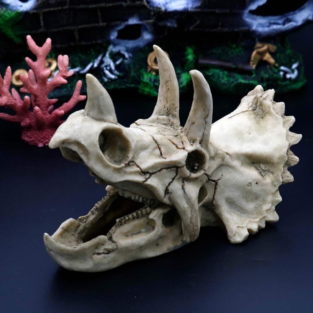 Aquarium Fish Tank Decoration Halloween Skull Ornaments Simulated Dinosaur Triceratosaurus - Image 3