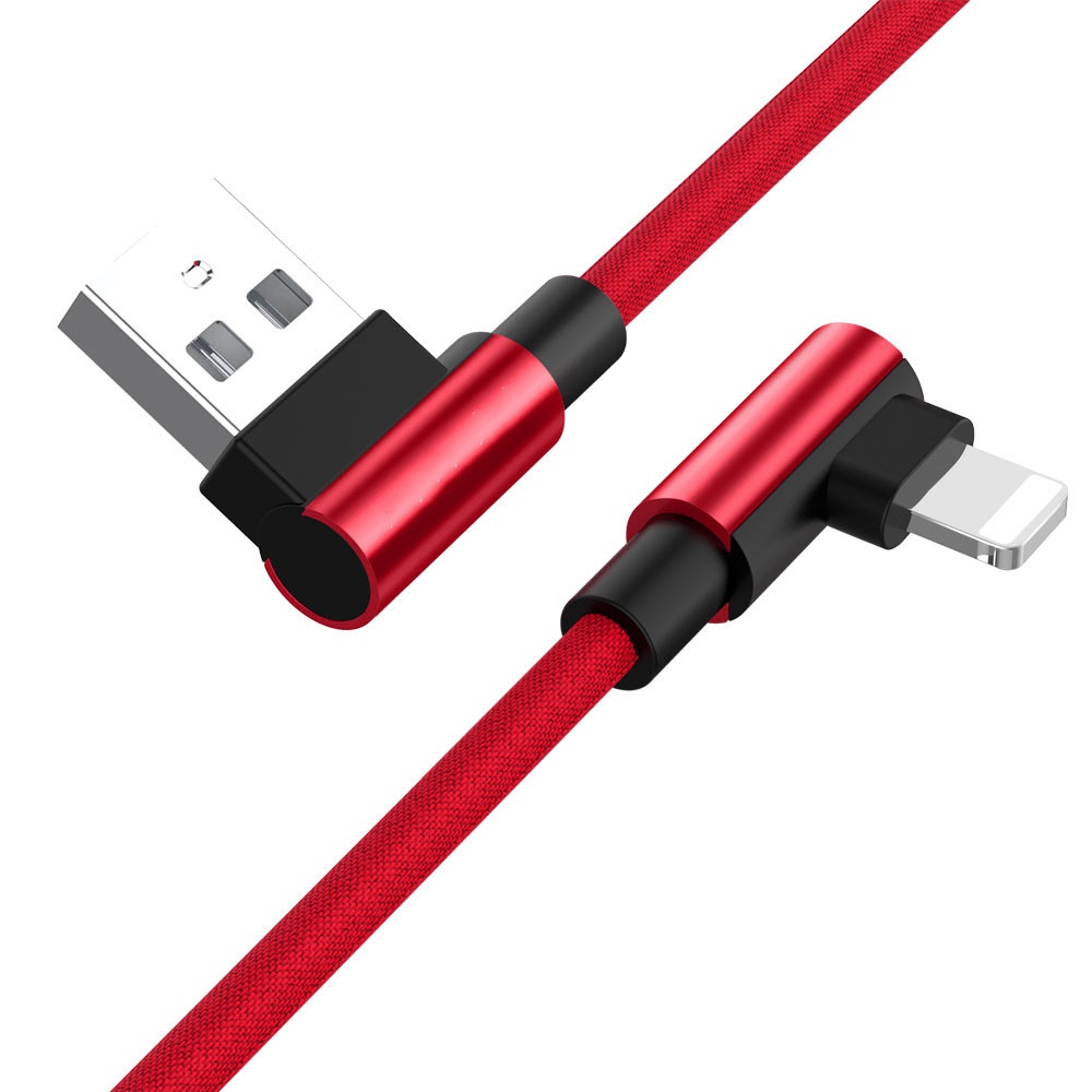 2M 90 Degree Charging Cable for iphone red