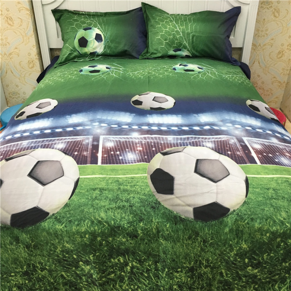 4 PCS 3D Football Bedding Sets Quilt Duvet Cover + Bed Sheet Pillowcase Creative Personality Household Items - Image 3