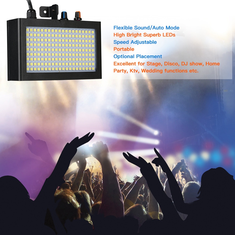 180LEDs Strobe Flash Light Portable Auto Running Sound Control Speed Adjustable for Stage Disco DJ Party Ktv Wedding American regulation - Image 2