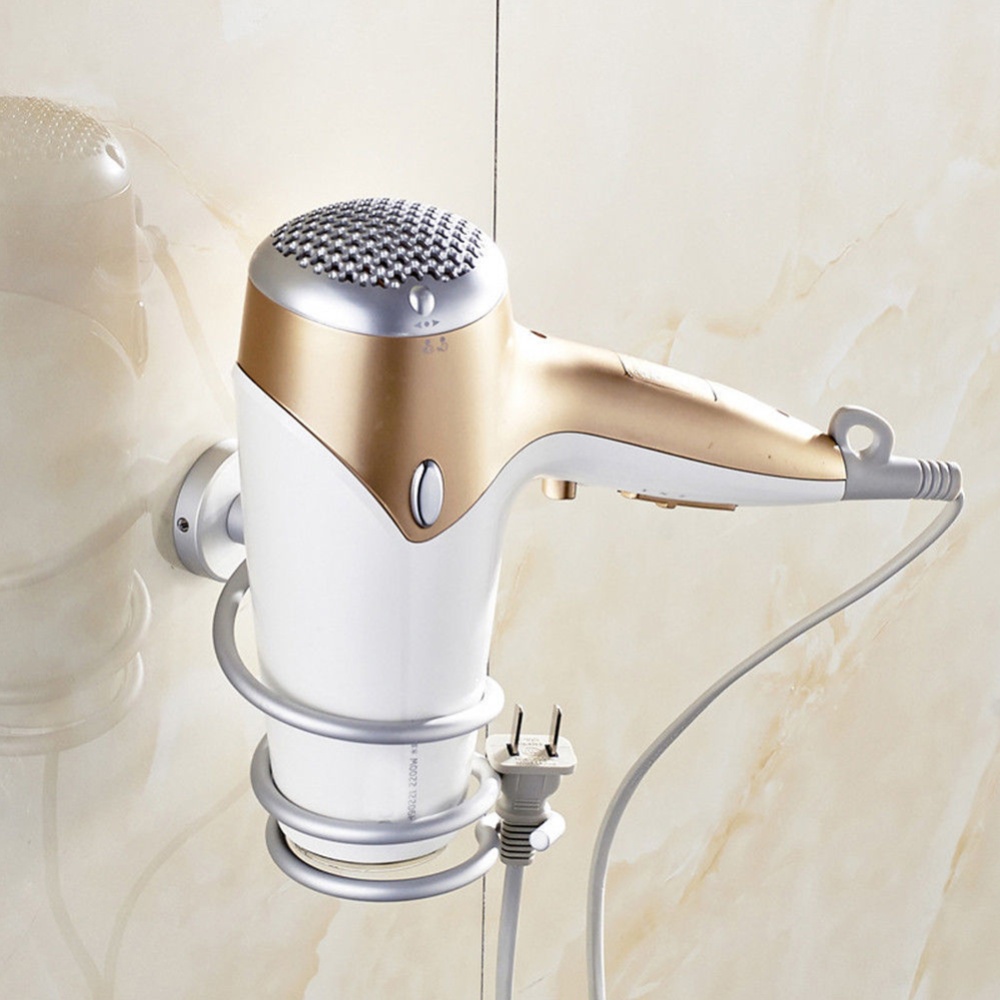 Innovative Wall-mounted Hair Dryer Stainless Steel Bathroom Shelf Storage Hairdryer Holder as shown - Image 3