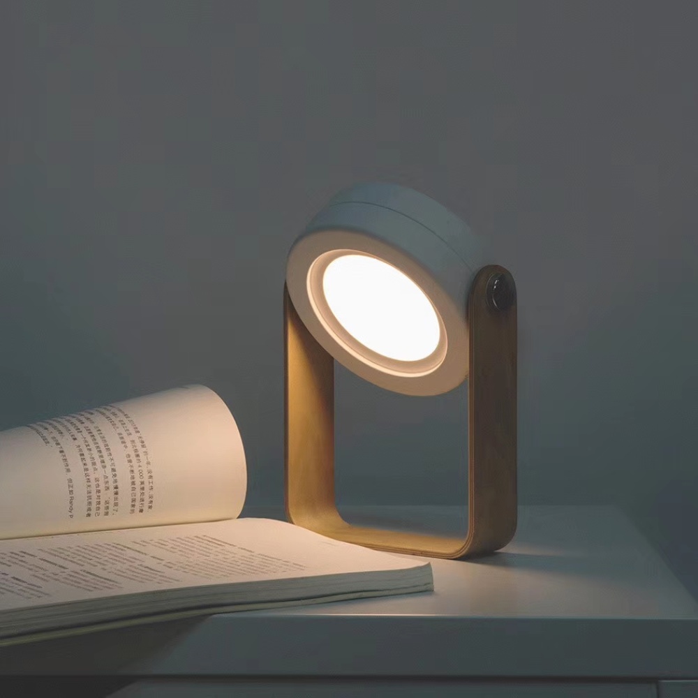 Wooden Handle Portable Lantern Lamp Telescopic Folding Led Table Charging Night Light Reading white