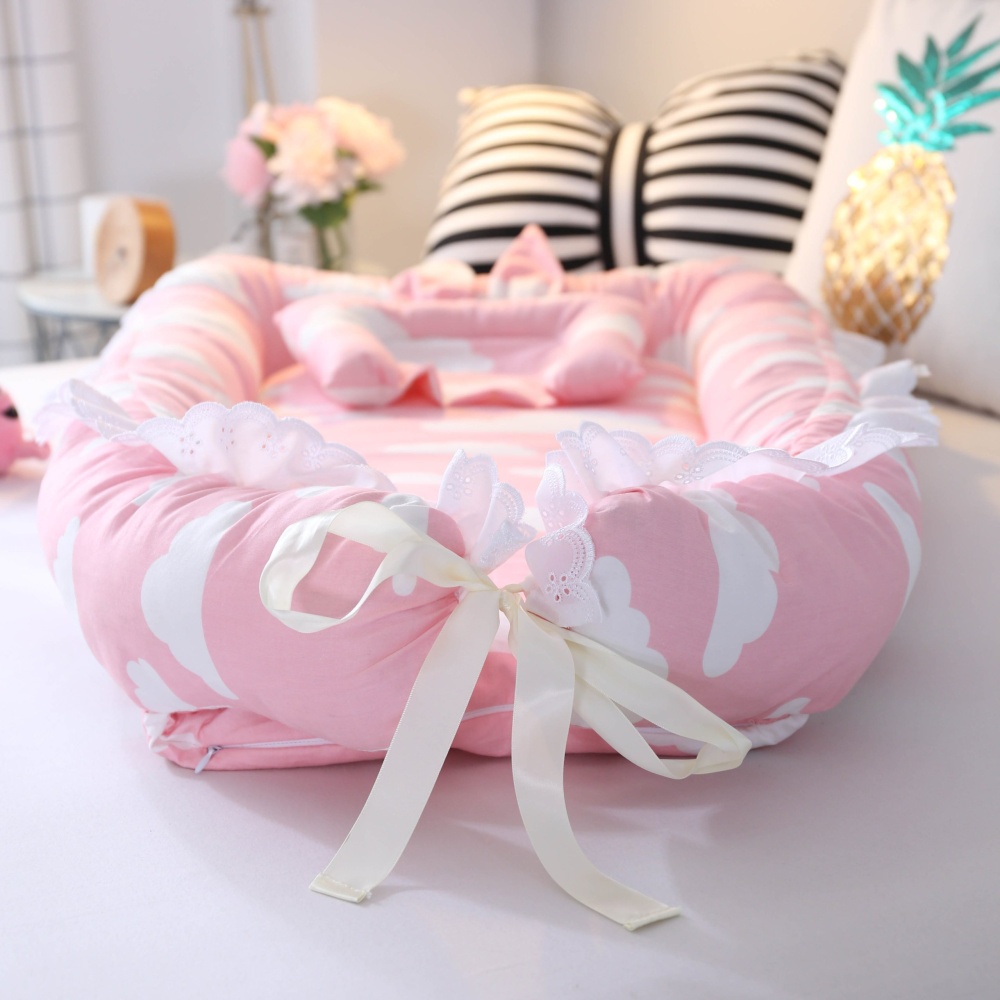 Baby Detachable Mattress Nest Newborn Babynest Sleep Bed pink Elephant _90*55*15cm - Image 3