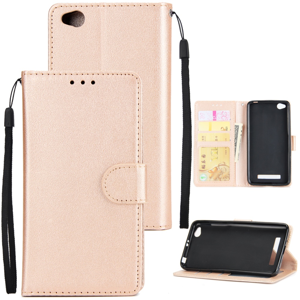 Ultra Slim Shockproof Full Protective Case with Card Wallet Slot for Xiaomi Redmi 5A Golden - Image 2