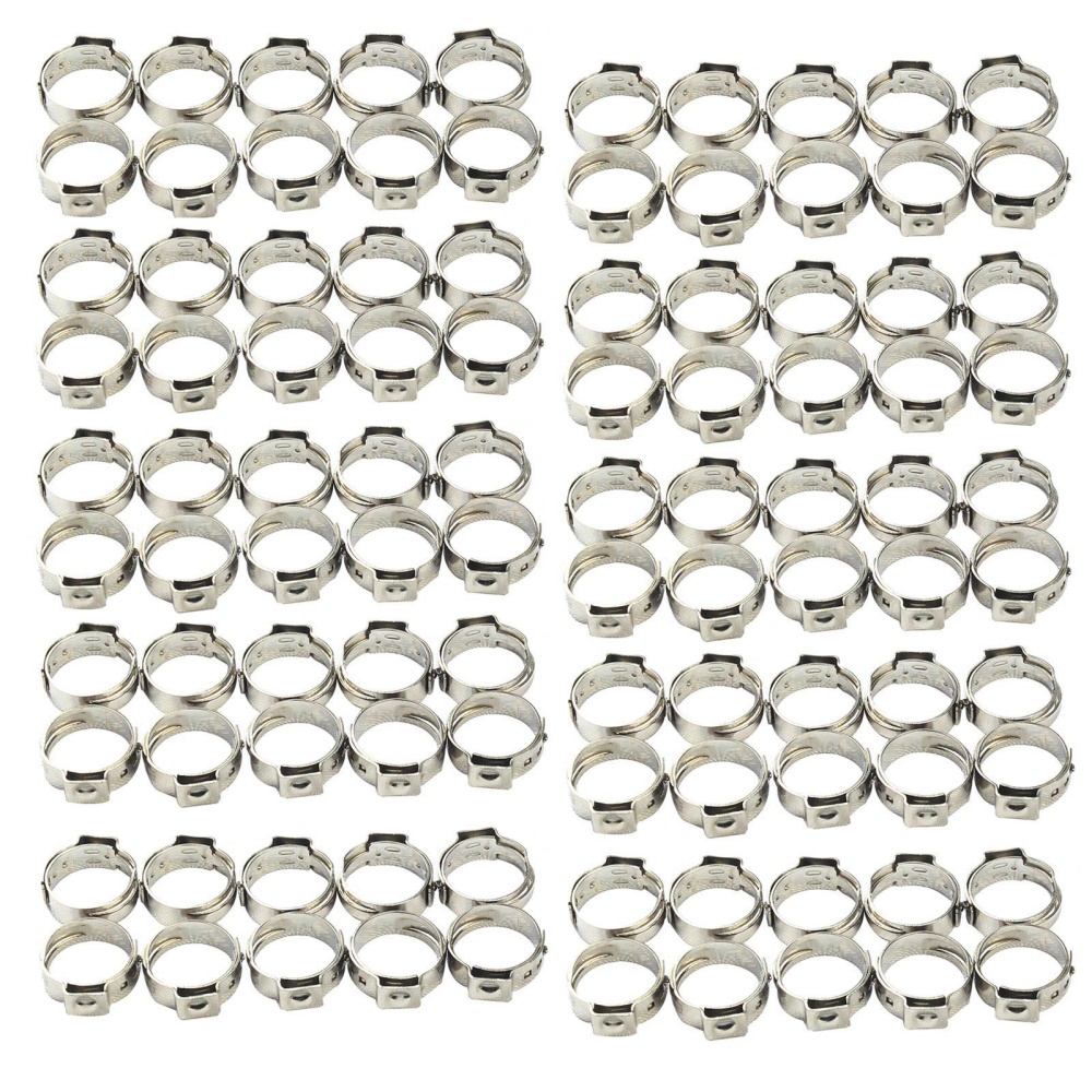 100 Pieces / Bag Stainless Steel 1/2 PEX Clamp Ring Crimping Accessories Silver - Image 2