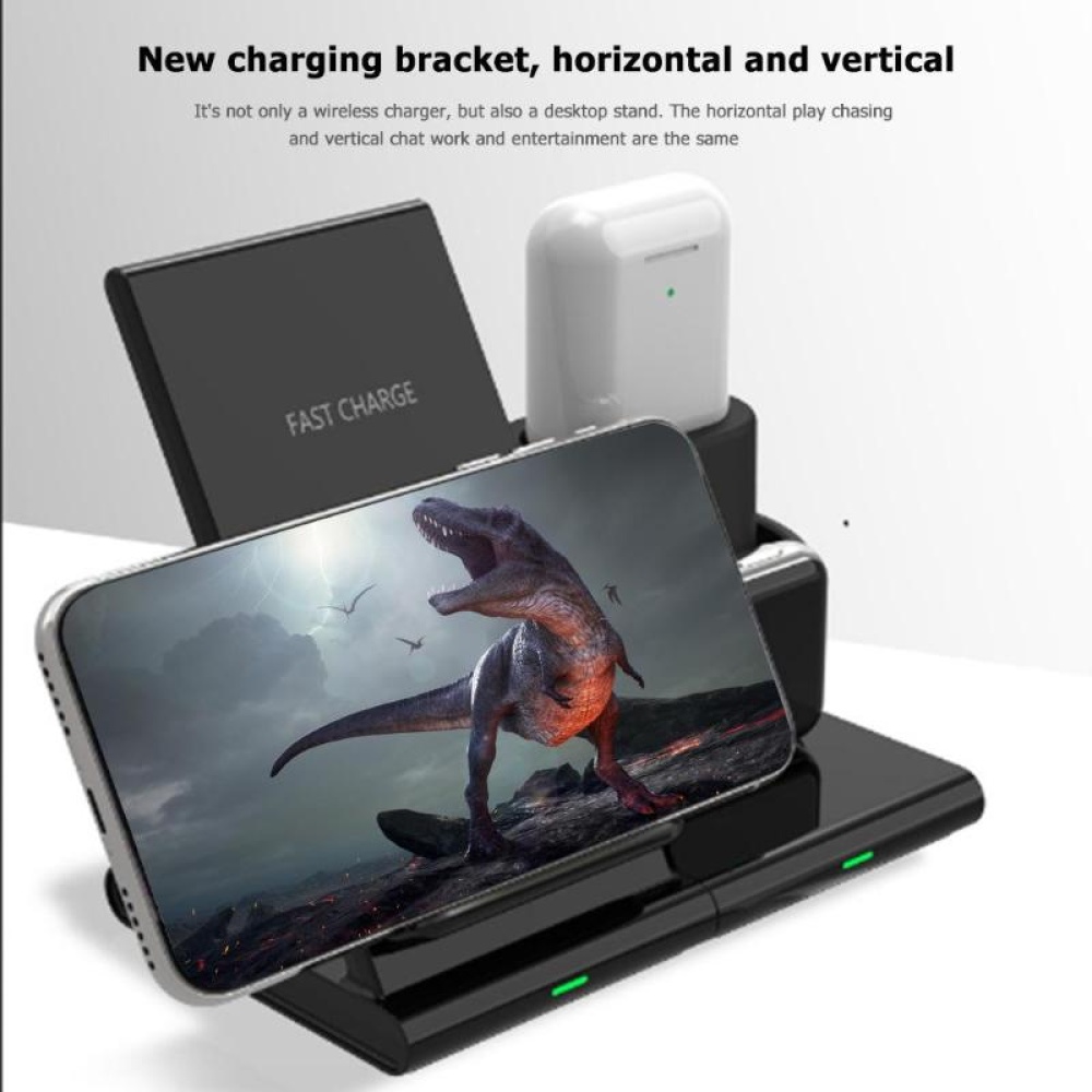 3-in-1 Wireless Charger 10W Fast Charging Magnetic Phone Holder Stand for iPhone Huawei Andriod black - Image 2