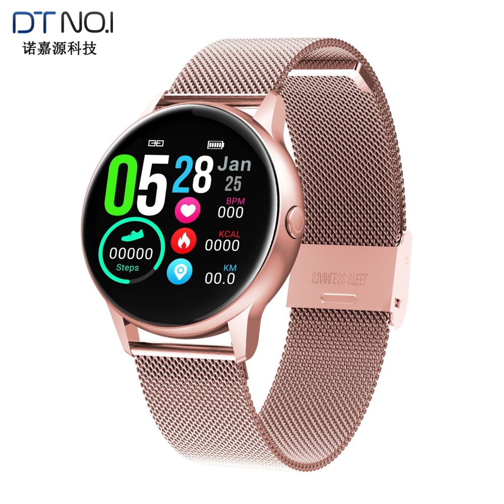DT88 Women Waterproof Smart Watch Music Heart Rate Altitude Full Touch Screen Bluetooth Wristwatch K gold steel band
