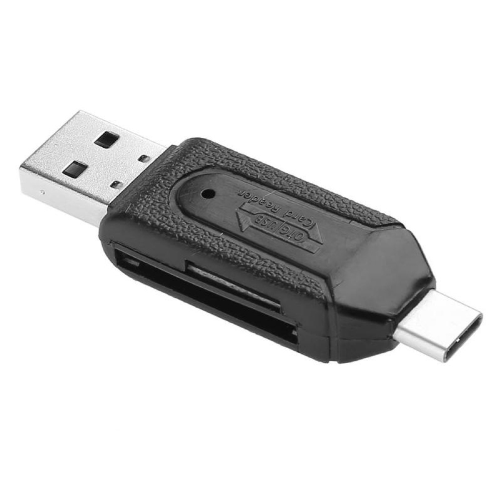 Portable High Speed 480Mbps OTG USB2.0 Type-C USB 3.1 Memory Card Reader for SD TF Micro Mobile Phone black - Image 2