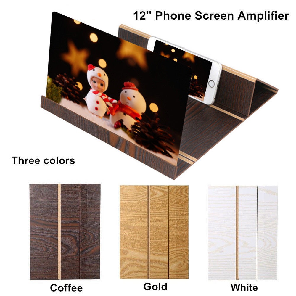 12"" 3D Stereoscopic Amplifying Wood Bracket Foldable Screen Enlarger for Phone - Image 2