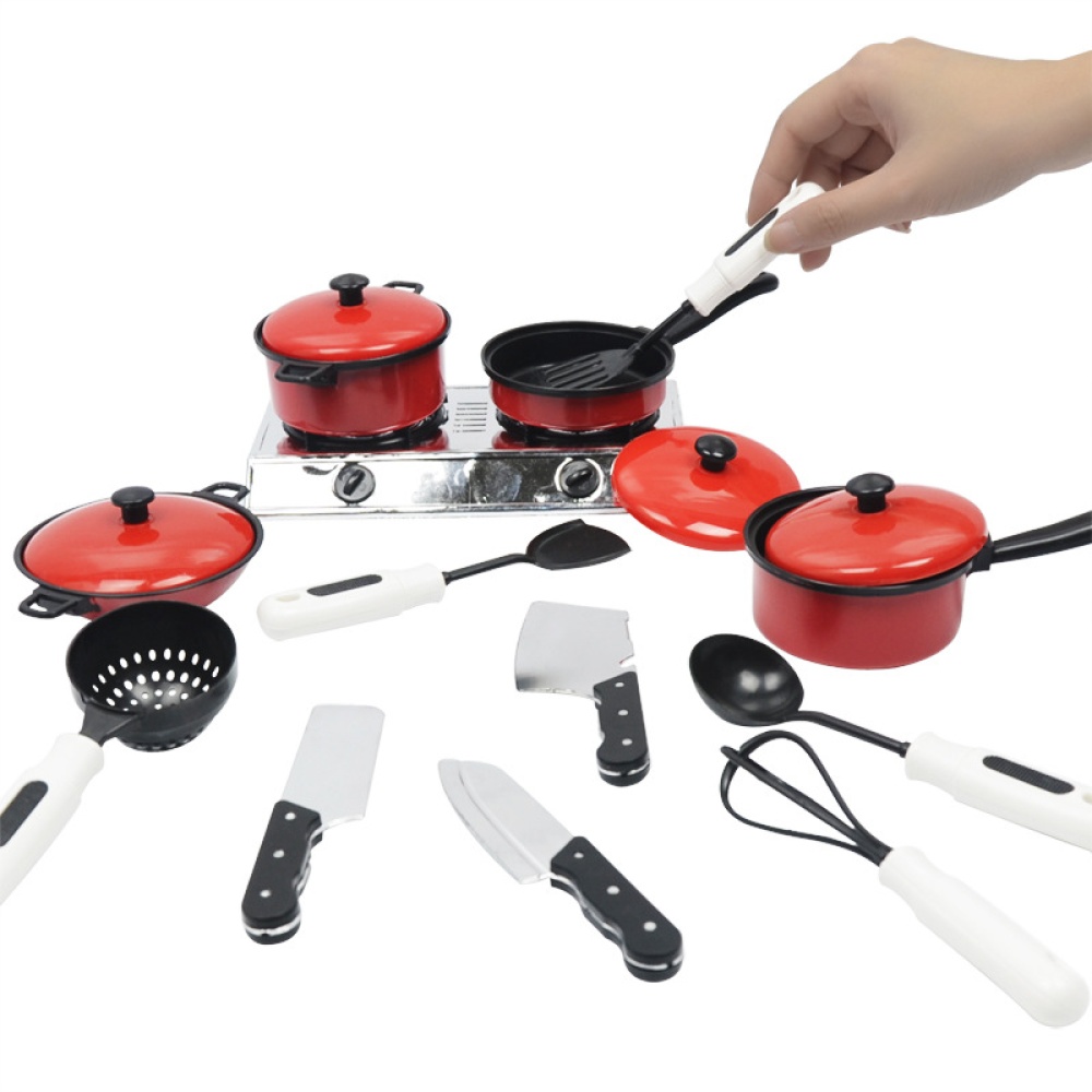 13pcs/set Children Play House Game Props Simulation Kitchen Utensils Children's Educational Toys Cooking red - Image 3