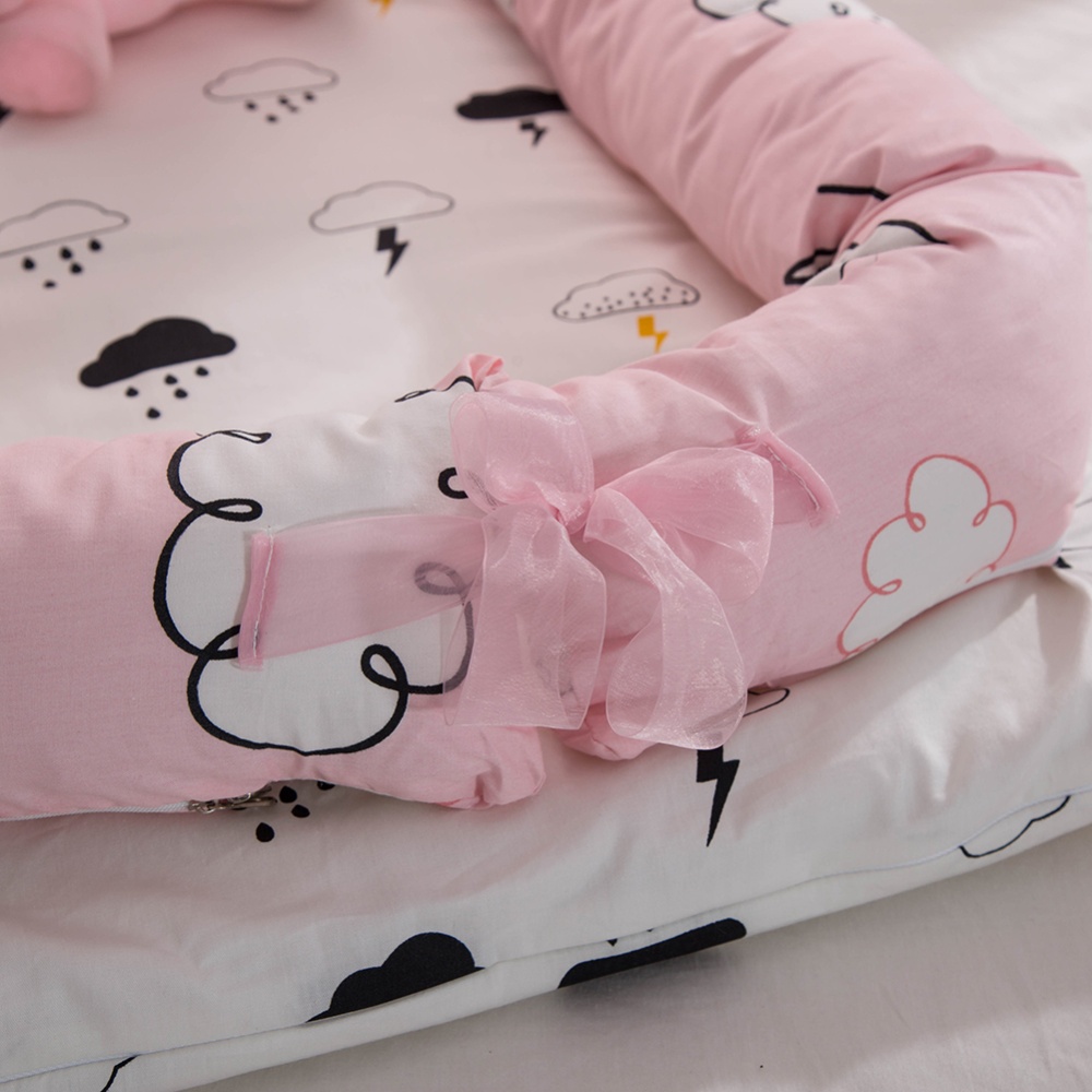 Infant Pretty Detachable Simulating Sleep Nest Baby Portable Travelling Cushion Bed Set Washable Clouds (set of four)_90*55*15cm - Image 2