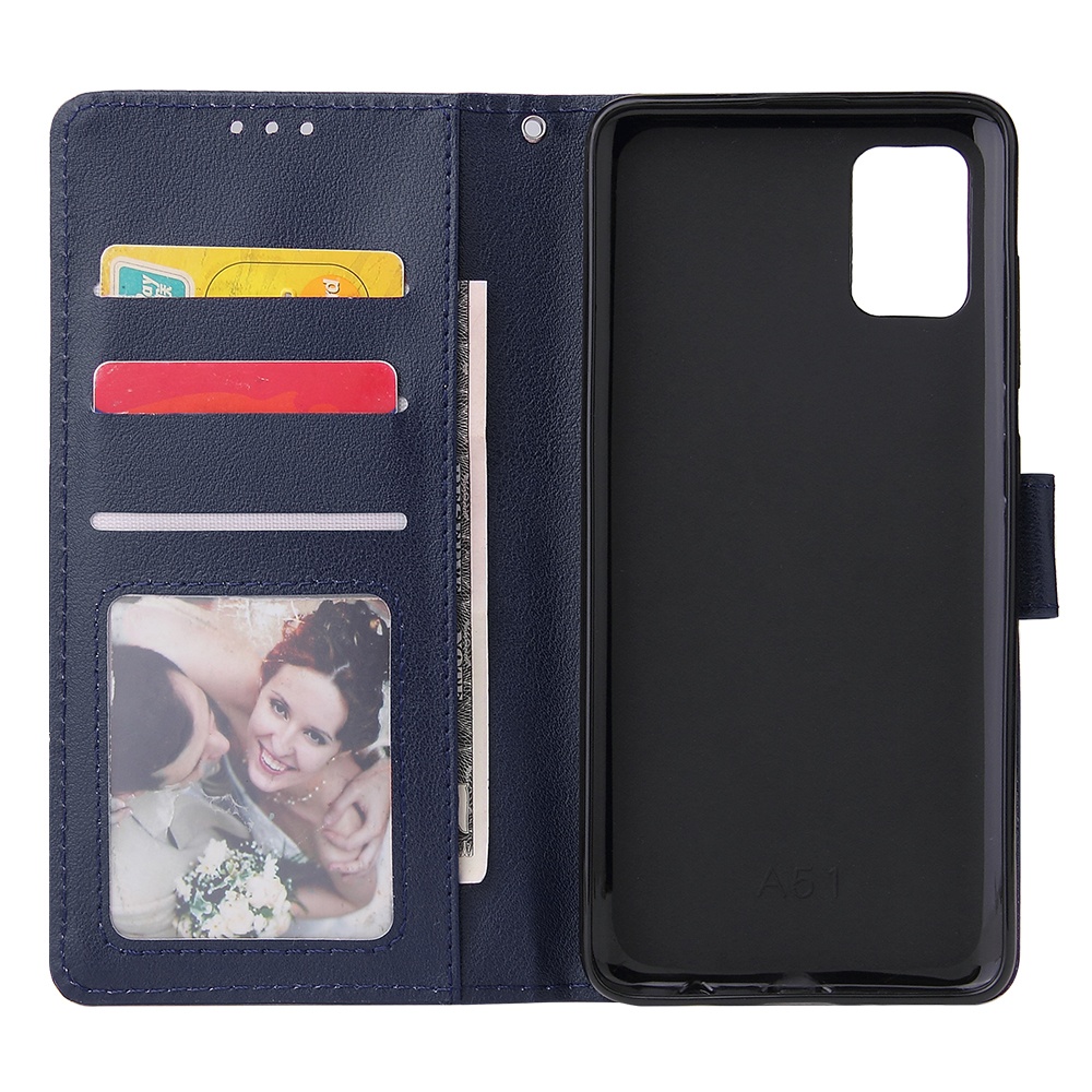 For Samsung A71 Phone Case PU Leather Shell All-round Protection Precise Cutout Wallet Design Cellphone Cover Blue - Image 2