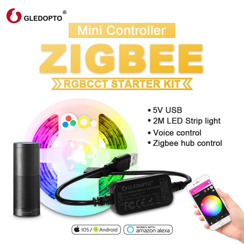 2M Intelligent LED5V ZigBee MINI RGBCCT LED Stripe Light Controller Set USB Interface waterproof - Image 3