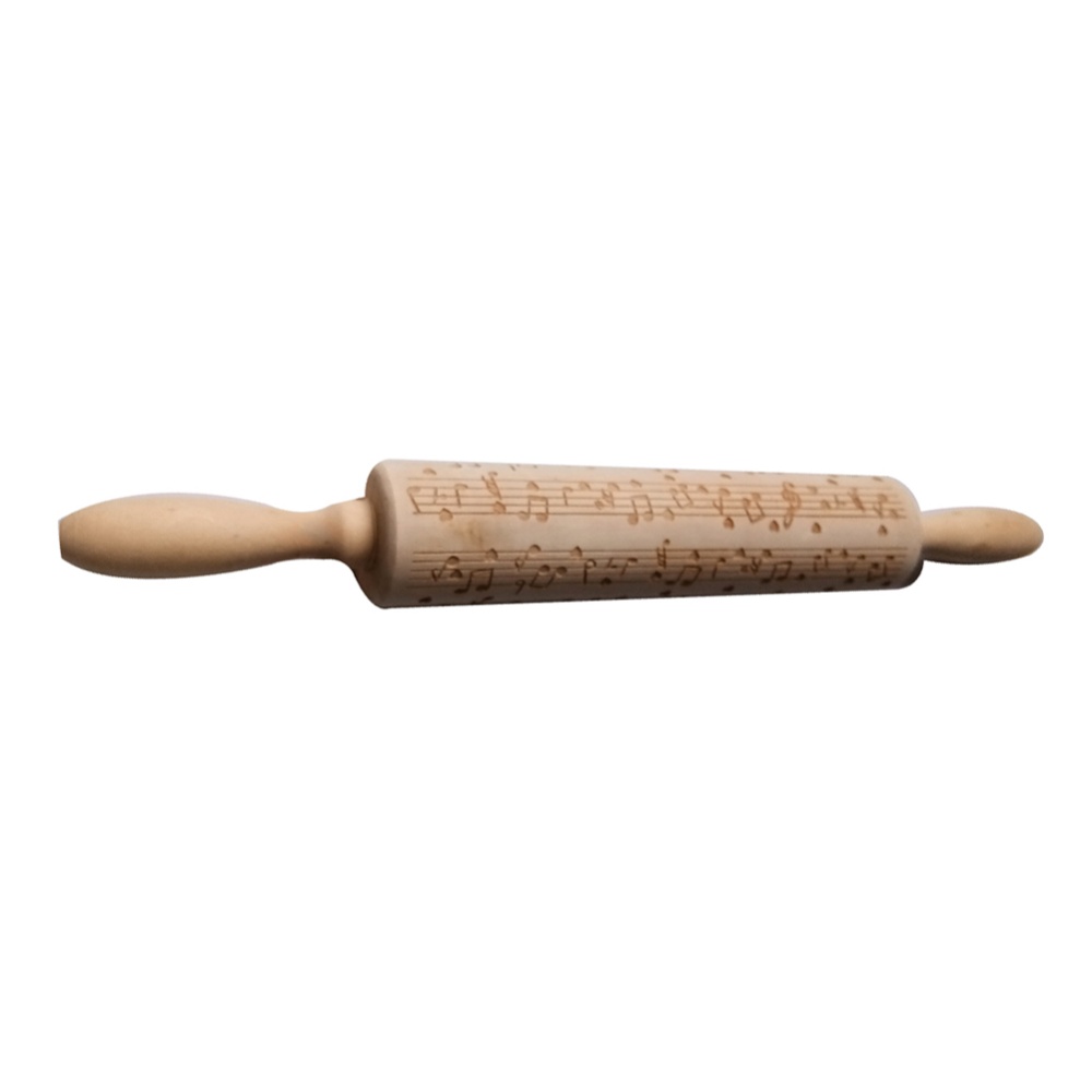 Wood Artistical Musical Note Engraved Rolling Pin for Baking Embossed Cookies Kitchen Tool JM01027 note