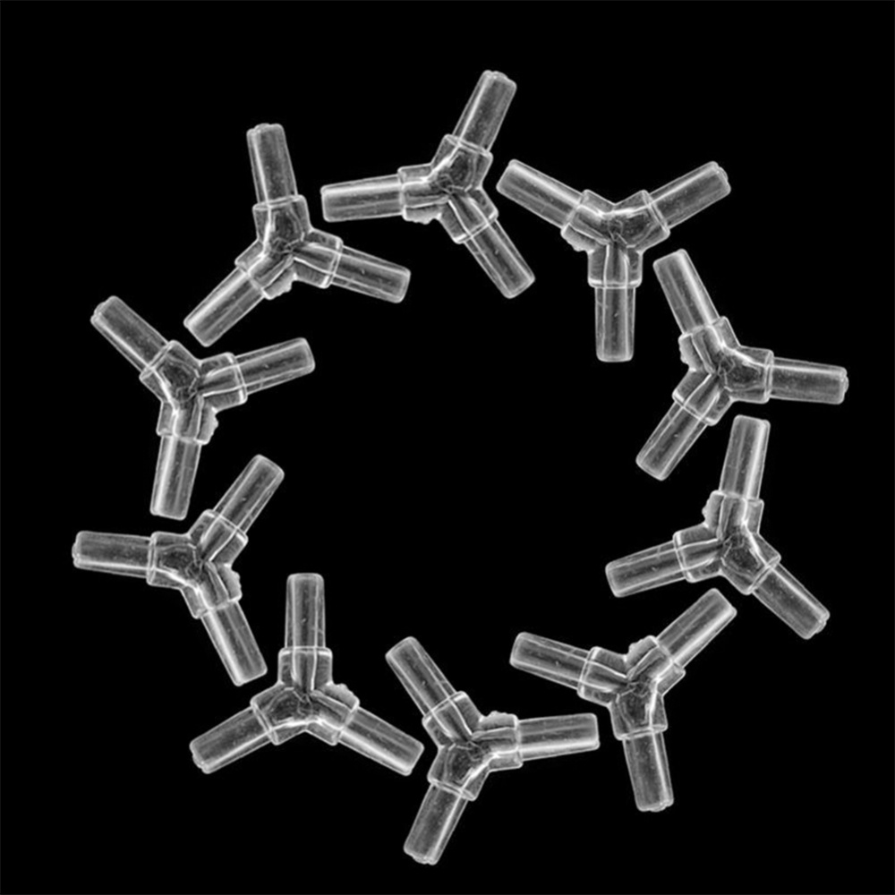 10Pcs/Set 3-way Y-shaped Clear Connector Air Oxygen Valves Aquarium Fish Tank Tubing Crystal three ways
