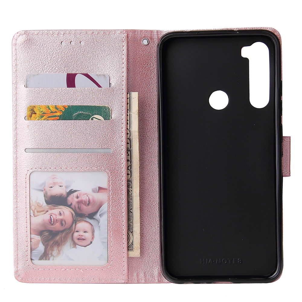 For Redmi NOTE 8 PU Leather Front Putton Protective Phone Case with 3 Cards Bracket blue - Image 2