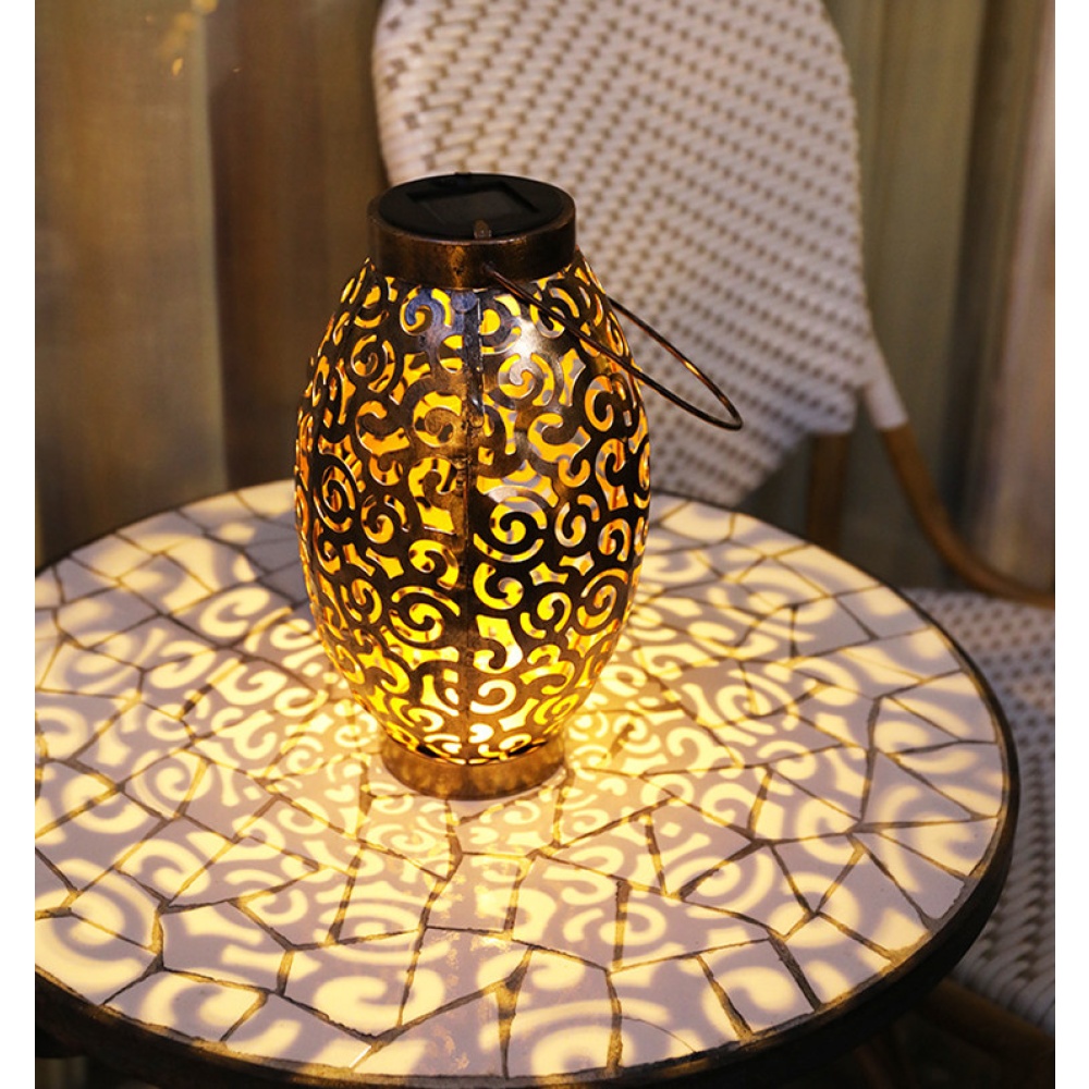 LED Solar Lanterns Outdoor Hanging Decorative Night Light for Table Patio Courtyard Garden warm light_Oval
