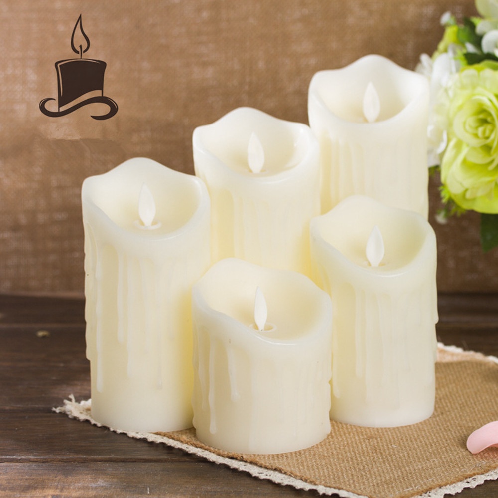 LED Simulate Flameless Electric Candle for Home Wedding Decor Warm Yellow Light 7.5x10cm - Image 2