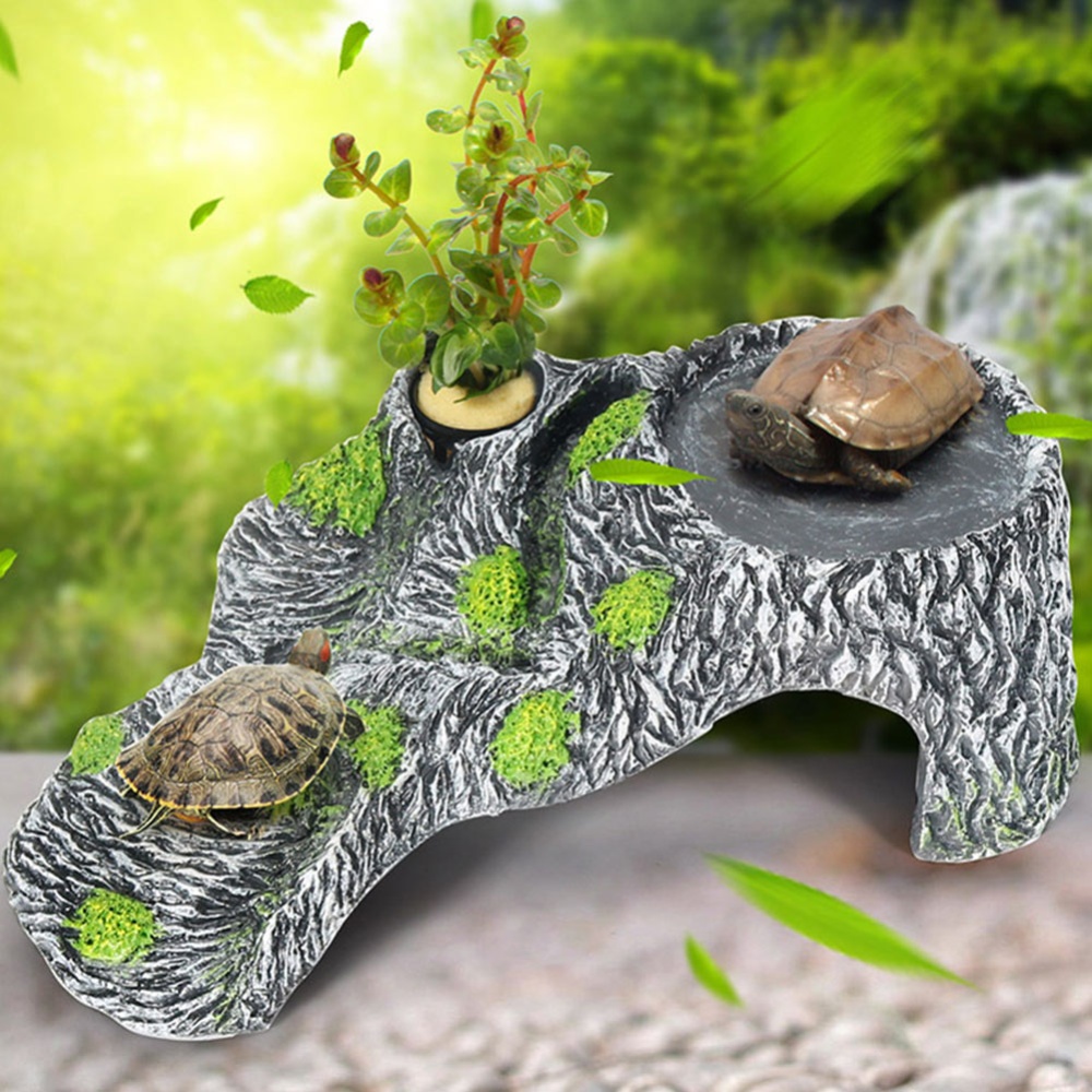 Tortoise Drying Climbing Platform Pet Reptile Hide Cave for Tank Decoration M