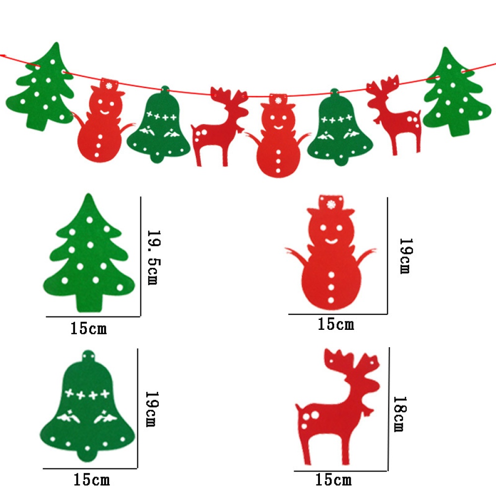 Non-woven Xmas Tree Snowman Bell Elk Shape Banners Hanging Flags for Home Shop Market Room Decor 2.5m - Image 2